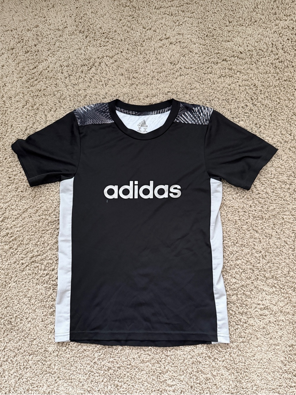 Boys Adidas Black Dry Fit Athletic T-shirt, Youth M (Size 10/12)